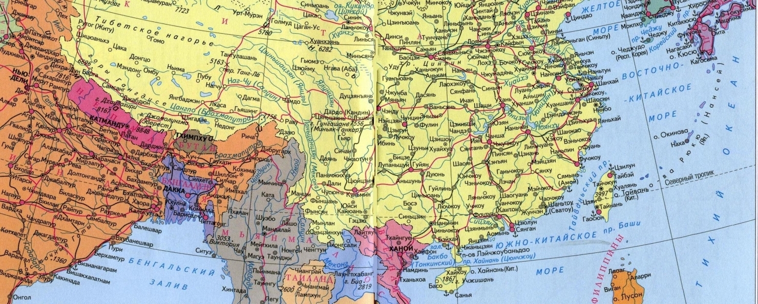 Карта Юга Китая