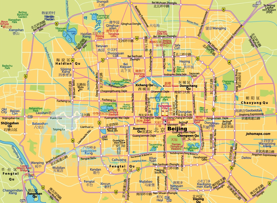 Карта районов Пекина