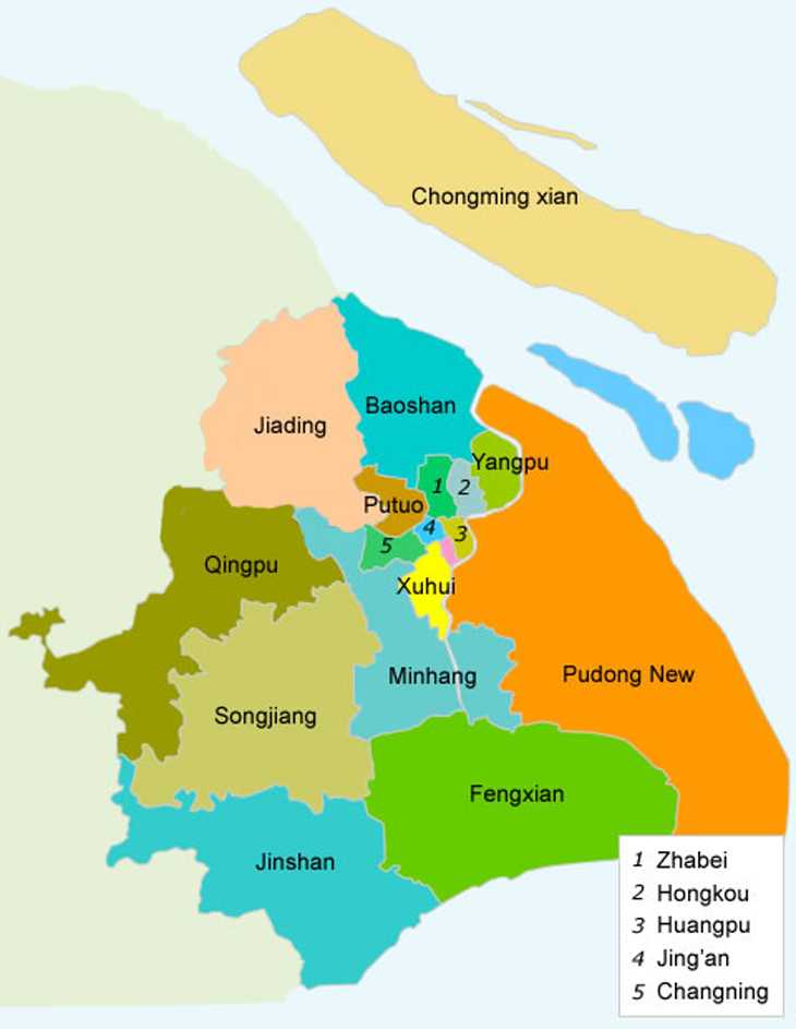 Карта районов Шанхая