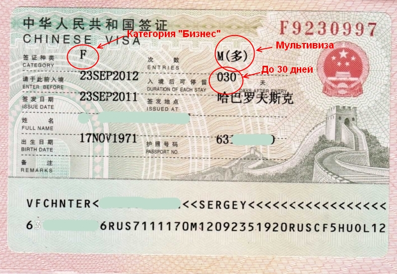 Китайская бизнес виза для россиян